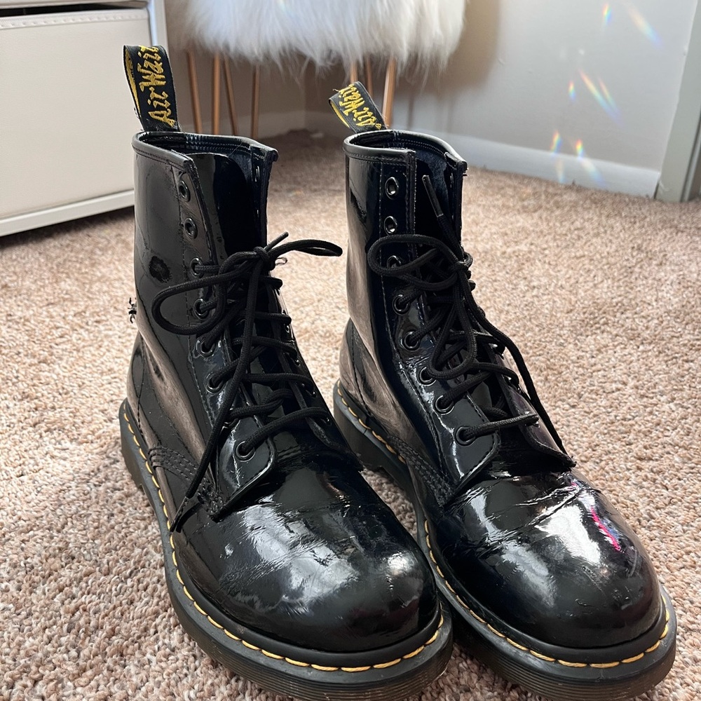 Dr. Martens Shiny Black Lace-Up Boots